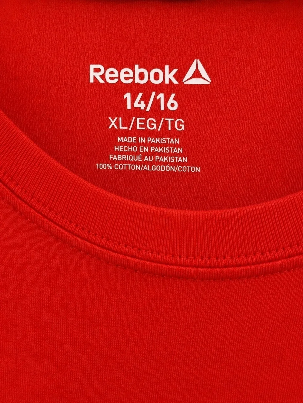 Reebok Red Long Sleeve Cotton T-Shirt Navy Graphic Large